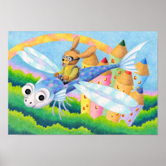 Affiche Voler dans un planeur en forme de poisson.