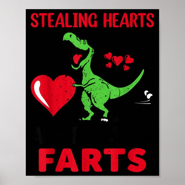 Affiche Voler des cœurs et exploser des pets T Rex Mignon  (Devant)