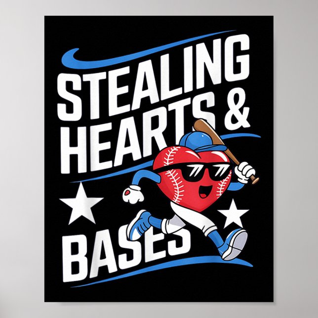Affiche Voler les coeurs et les bases de baseball Saint-Va (Devant)