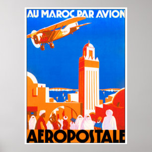 Affiche Voler Morocco Air. Aéropostale