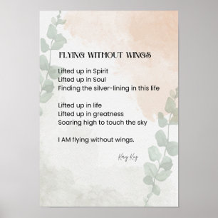 Affiche Voler sans ailes Poème Poésie Mot écrit