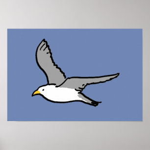 Affiche Voler Seagull. Un oiseau en vol