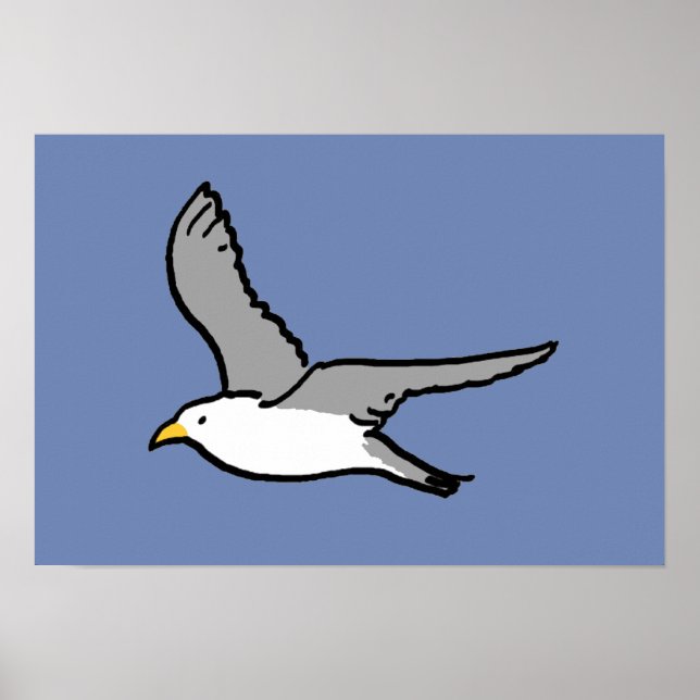 Affiche Voler Seagull. Un oiseau en vol (Devant)