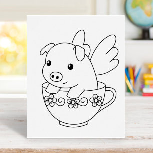 Affiche Voler un cochon dans une page de coloriage Teup