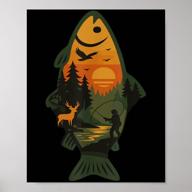 Affiche Volet truite Pêche Forêt Extérieure Nature Faune S (Devant)