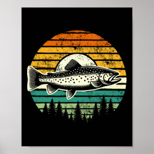 Affiche Volet truite Pêche Forêt extérieure Nature Vie sau