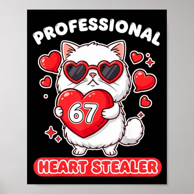 Affiche Voleur de cœur professionnel 67 Mème 6 7 Chat Ragd (Devant)