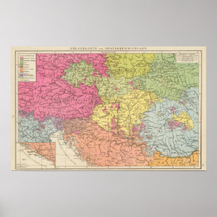 Affiche Volkerkarte contre Oesterreich Ungarn, Autriche Ho