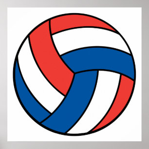 Affiche volley-ball bleu rouge