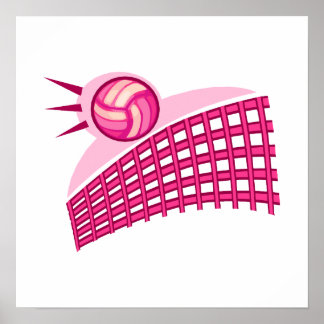 Affiche Volley-ball et net