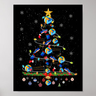Affiche Volley-ball Noël Lumières Arbre Funky Xmas Sports