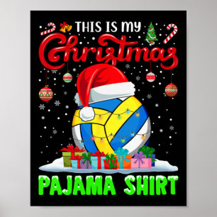Affiche Volleyball Ball Santa Hat lumières de Noël Drôle S