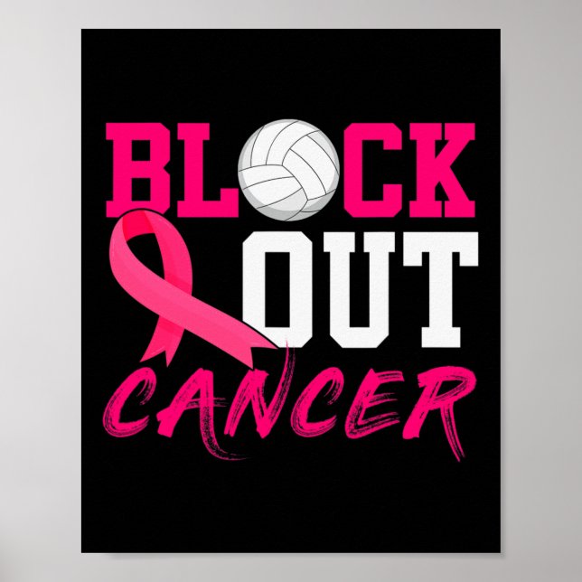 Affiche Volleyball Cancer du sein Sensibilisation Bloquer  (Devant)