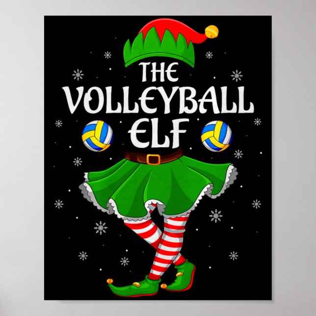 Affiche Volleyball Elf Christmas Family Girls Women Elf Sq (Devant)