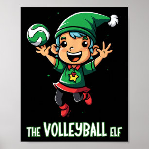 Affiche Volleyball Elf Noël Correspondant Famille Fête Xma