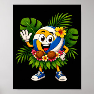 Affiche volleyball hawaïen balle plage tropicale été