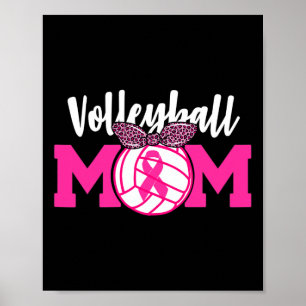 Affiche Volleyball Maman Pink Ribbon Conscience du cancer
