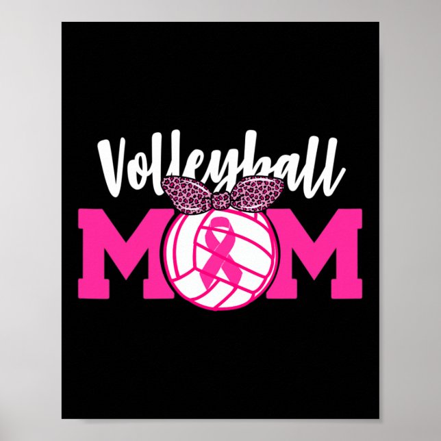 Affiche Volleyball Maman Pink Ribbon Conscience du cancer  (Devant)