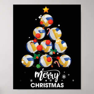 Affiche Volleyball Noël Arbre Noël Cadeau De Noël Pour Vol