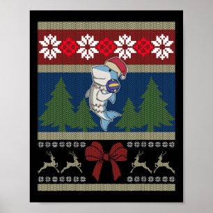 Affiche Volleyball requin laide doux lumières de Noël San