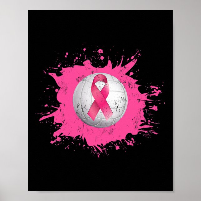 Affiche Volleyball rose Ruban Sensibilisation au cancer du (Devant)