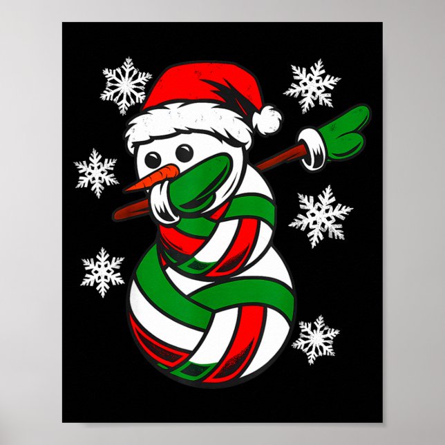 Affiche Volleyball Santa Hat Snowman Xmas Funny Volleyball (Devant)