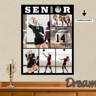 Affiche Volleyball Senior Graduation 6 Photo Collage