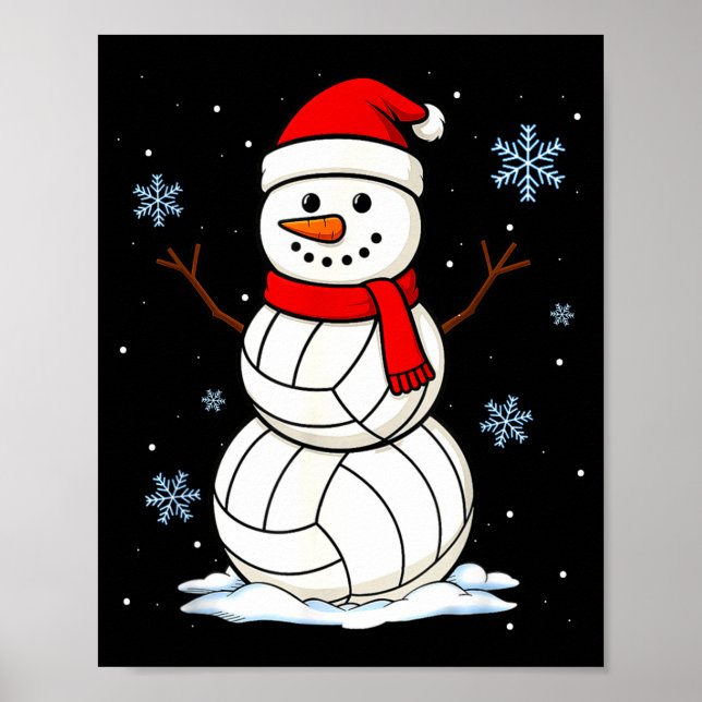 Affiche Volleyball Snowman Merry Christmas Funny Srts Xmas (Devant)