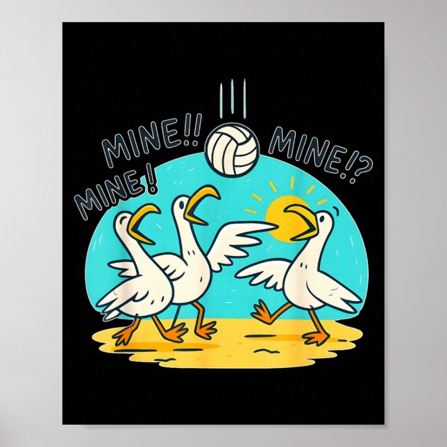 Affiche Volleyball Vida Vibe drôle de plage de mouettes (Devant)