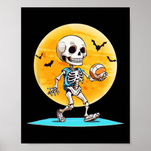 Affiche Volleyll squelette joueur de volleyll effrayant Ha