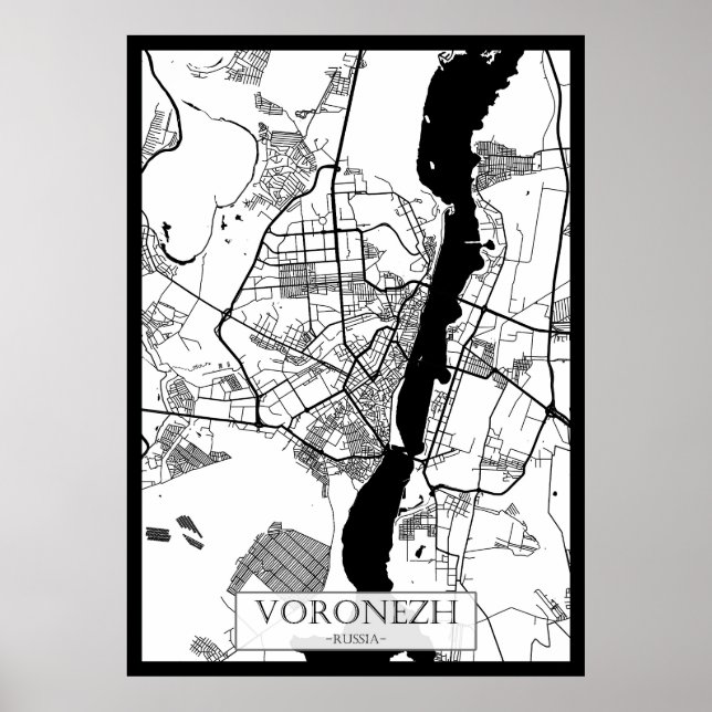 Affiche Voronezh Russia City Map (Devant)