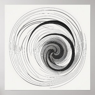 Affiche Vortex Abstrait noir et blanc minimaliste