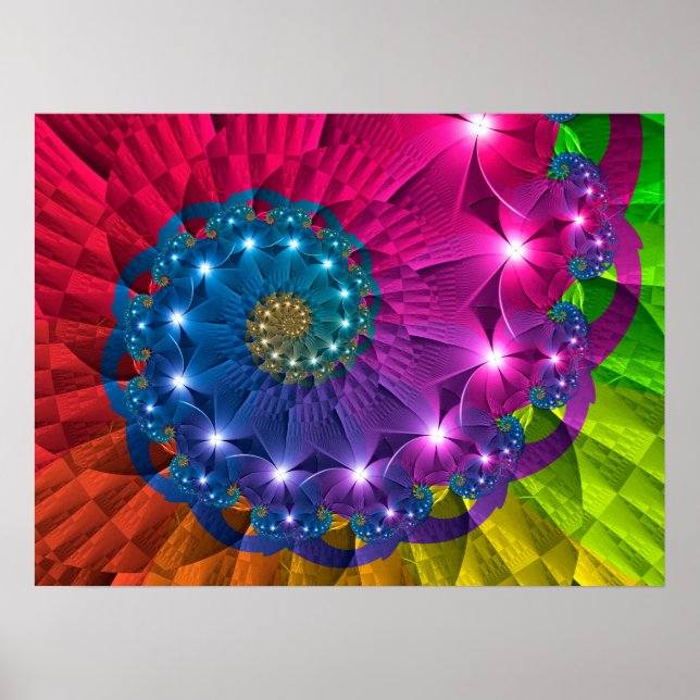 Affiche Vortex arc-en-ciel floral (Devant)