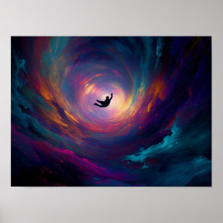 Affiche Vortex Cosmique Vibrant avec Art de Silhouette Tom
