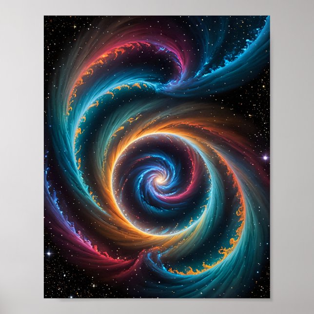 Affiche Vortex spatial profond et galaxie tourbillonnante (Devant)