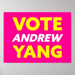 Affiche Vote Andrew Yang Maire de New York Magenta