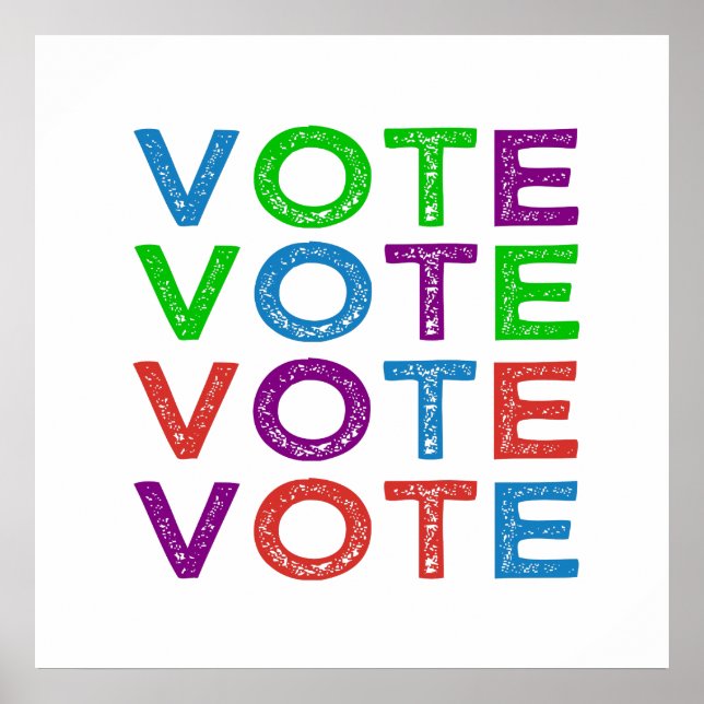 Affiche VOTE en bleu violet vert et rouge (Devant)