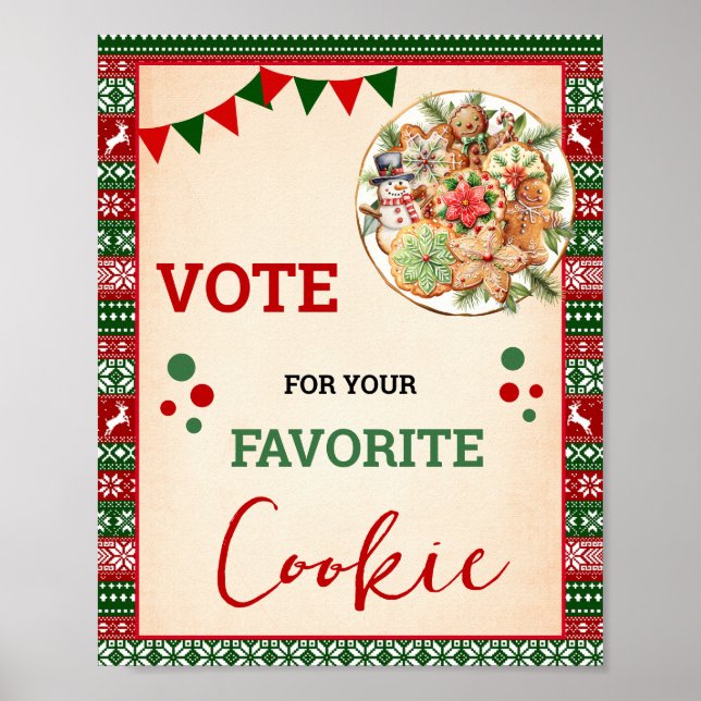 Affiche Vote for Your Favorite Cookies Christmas Sign (Devant)