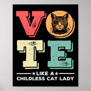 Affiche Voter Rétro Comme Une Femme Sans Enfant Voter Prés