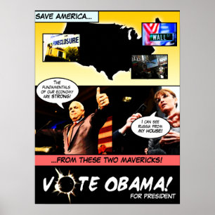 Affiche VOTEZ OBAMA ! Bande dessinée électorale P... - Cus