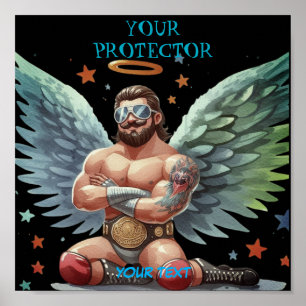 Affiche Votre Ange Gardien Protecteur Lutteur de Spectacle