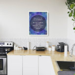 Affiche Votre Citation préférée Bleu Bleu Grunge Bulles<br><div class="desc">L'arrière - plan est recouvert d'un graphique grunge rayé, affligé, vintage, entrecoupé de cercles festifs ressemblant à des bulles créés à partir de fusées lumineuses de bokeh. L'image est bleu vif avec des reflets violet clair, blanc et or. Vous êtes les bienvenus pour remplacer mon art numérique par le vôtre,...</div>