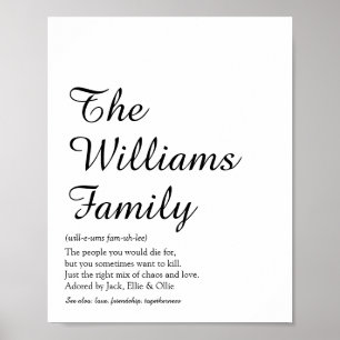 Affiche Votre définition de famille en noir et blanc
