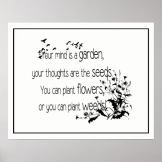 Affiche Votre esprit est une citation inspirée du jardin