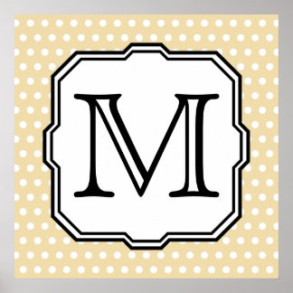 Affiche Votre Lettre. Monogramme personnalisé. Polka Beige