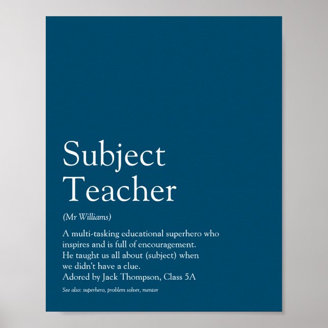 Affiche Votre Meilleur Professeur Définition Typographique (Devant)