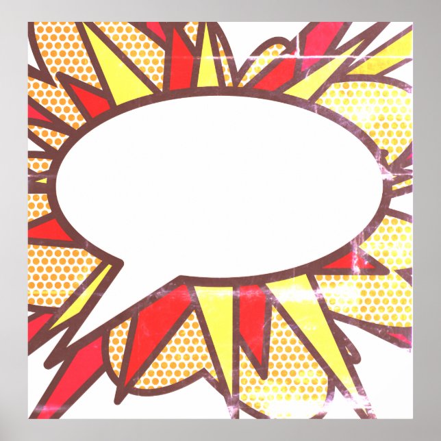 Affiche Votre message bulle de discours Fun rétro bande de (Devant)