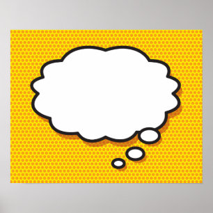 Affiche Votre Message Bulle de Pensée Amusant Bande Dessin