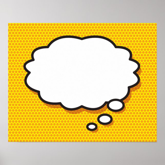 Affiche Votre Message Bulle de Pensée Amusant Bande Dessin (Devant)