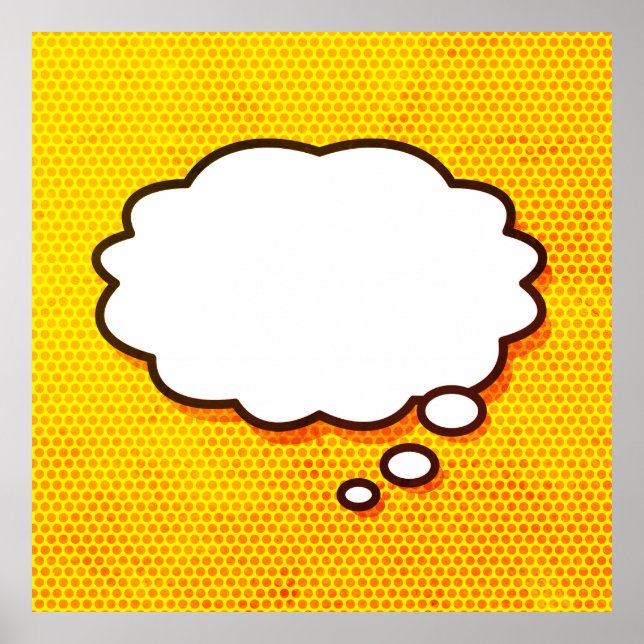 Affiche Votre Message Bulle de Pensée Amusant Bande Dessin (Devant)